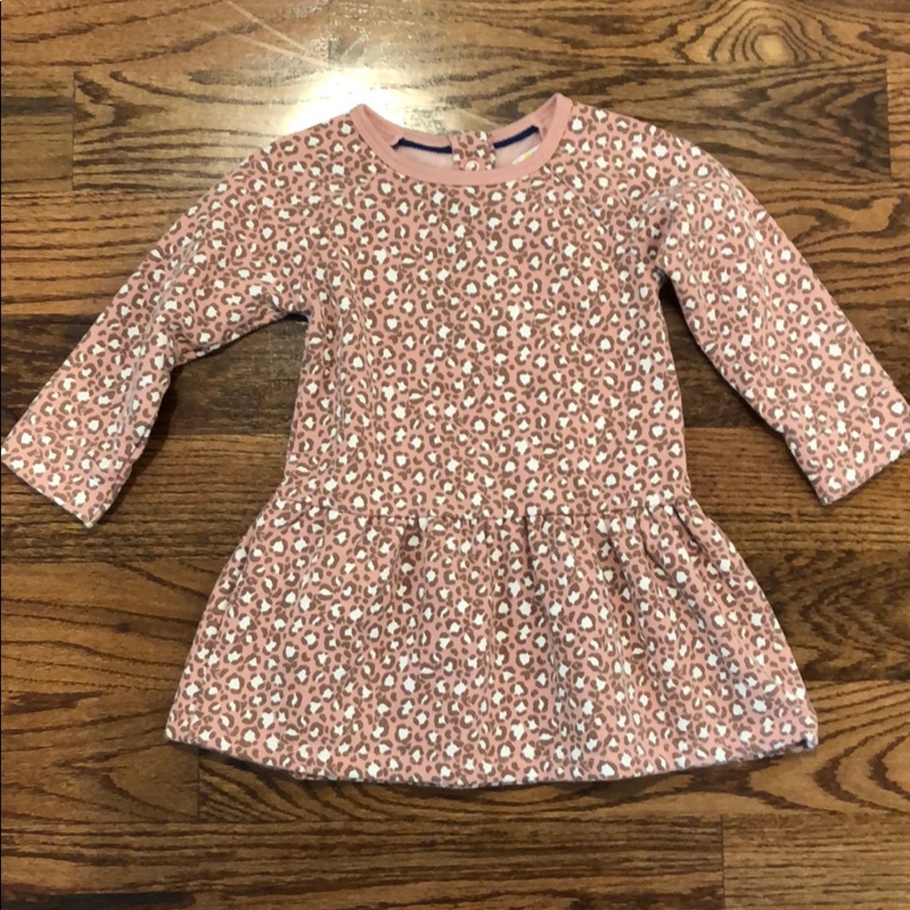 Baby Boden Pink Leopard Sweater Dress, 12-18M